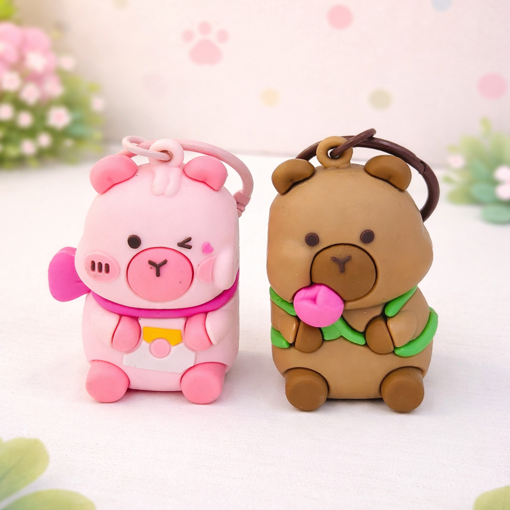 Duo-Nøgleringe med Magnet – Capybara & Bamse