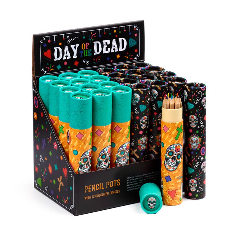 Day of the Dead Blyantholder med 12 Farveblyanter