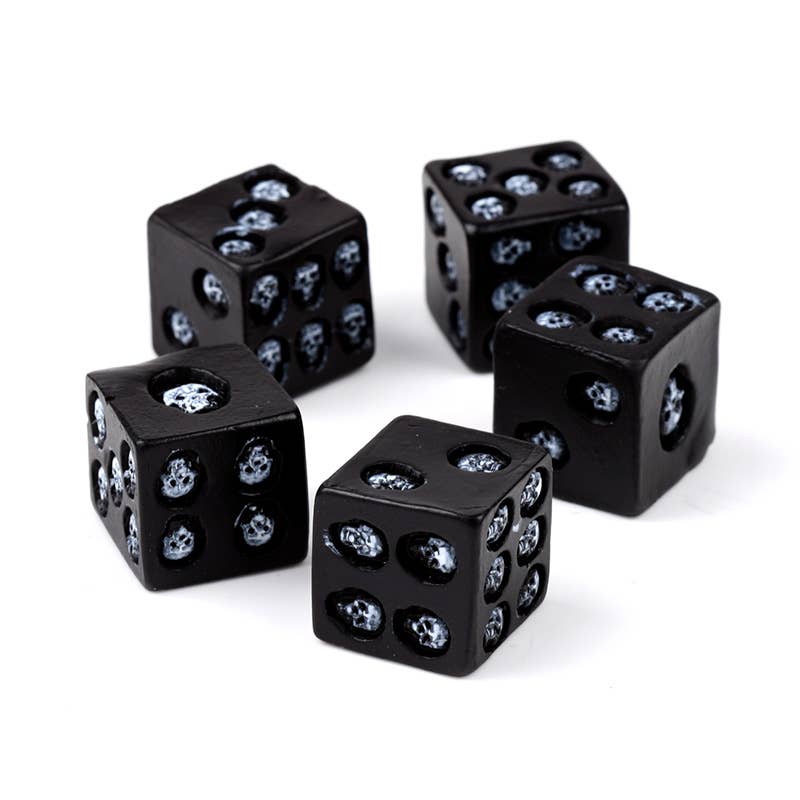 Sorte Kranieterninger i Harpiks – Sæt med 5 – Puckator | Skulls&Bones
