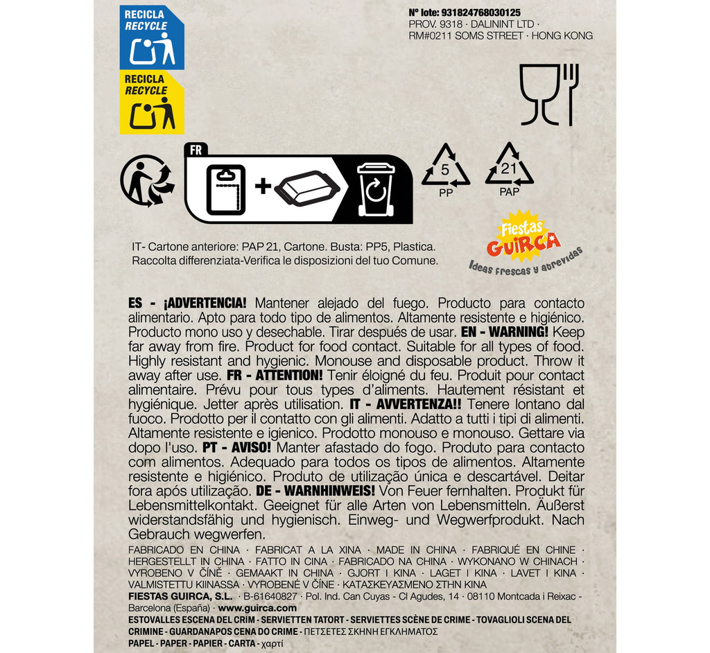 Crime Scene-servietter – 20 stk. – 16 × 16 cm