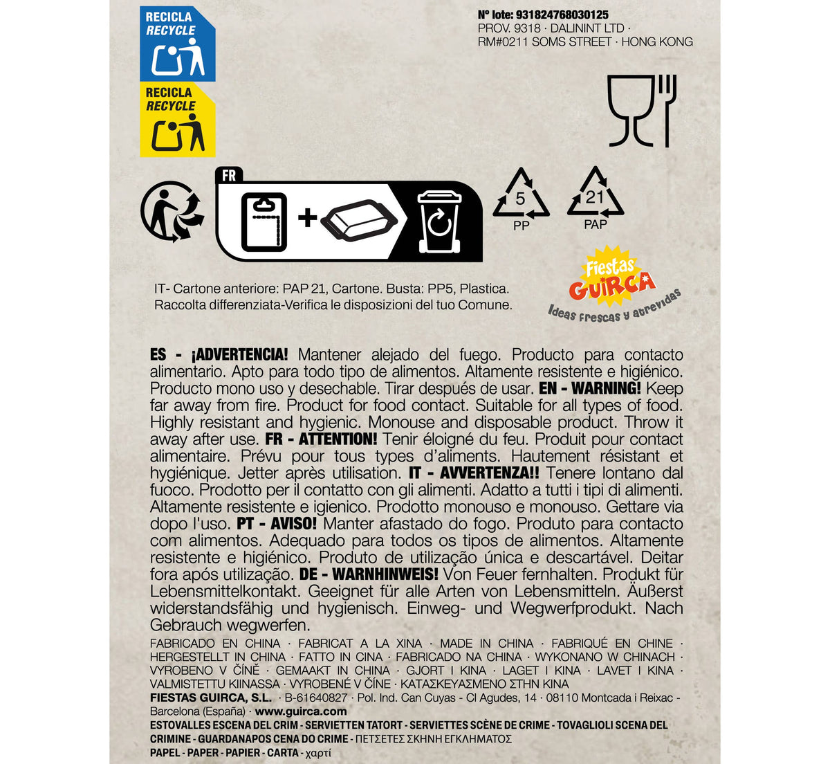Crime Scene-servietter – 20 stk. – 16 × 16 cm