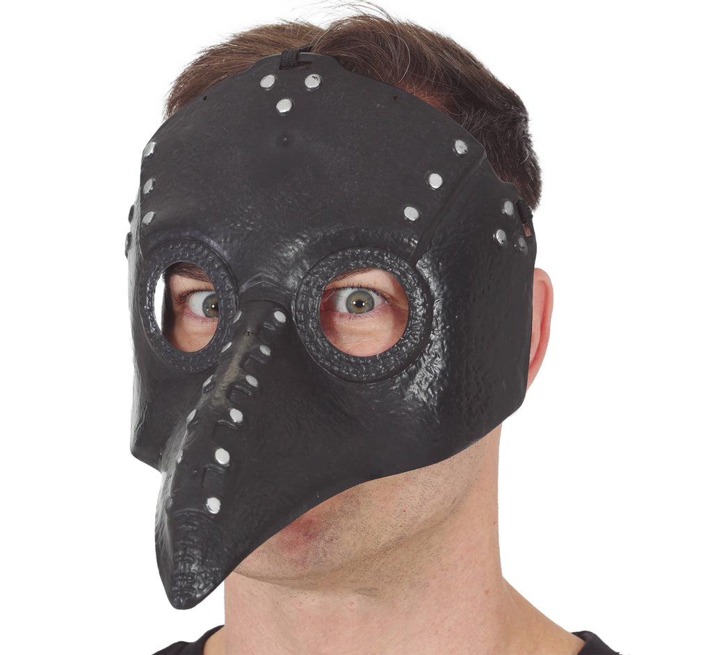 Sort pestlægemaske med næb – cosplaymaske i PVC