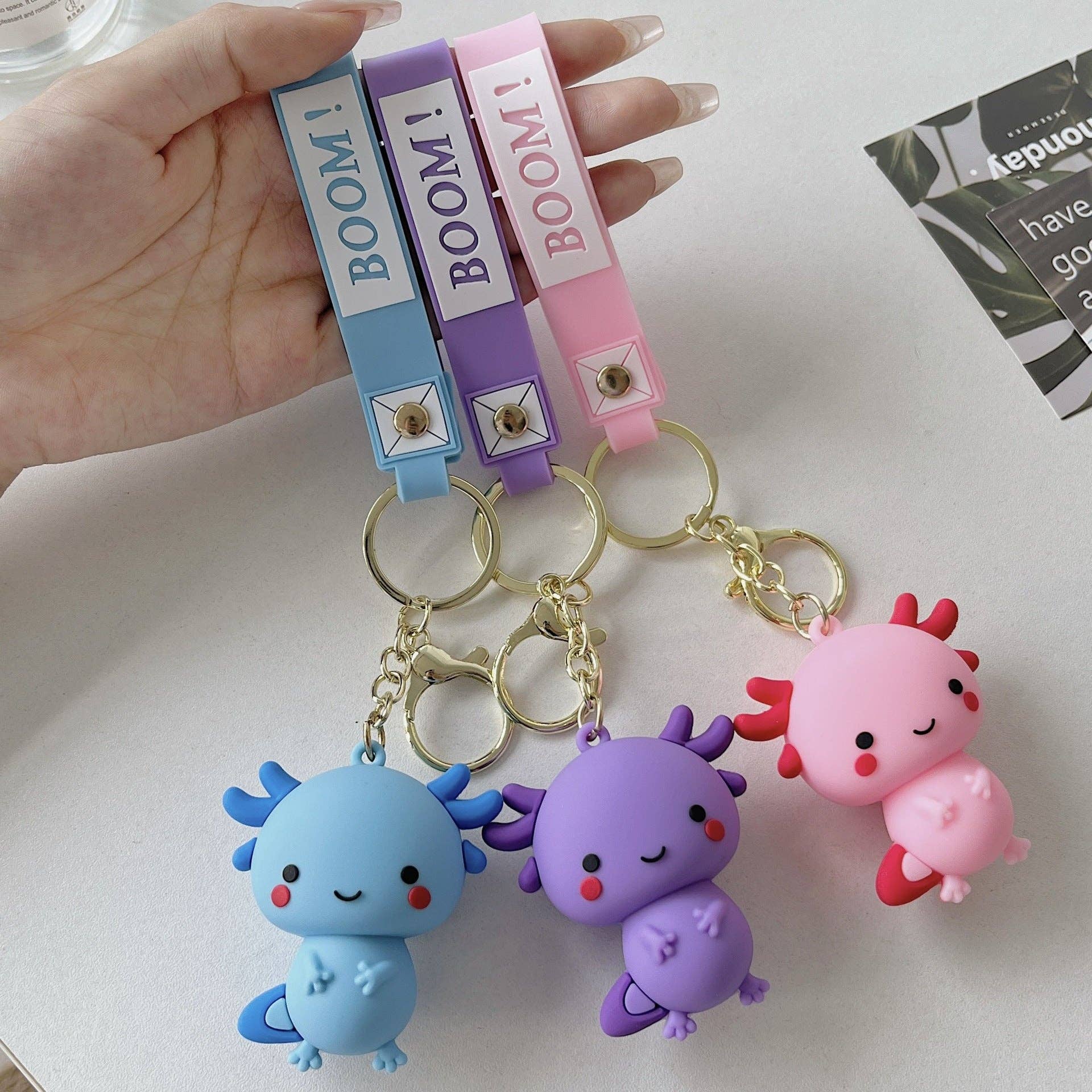Axolotl Kawaii Nøglering