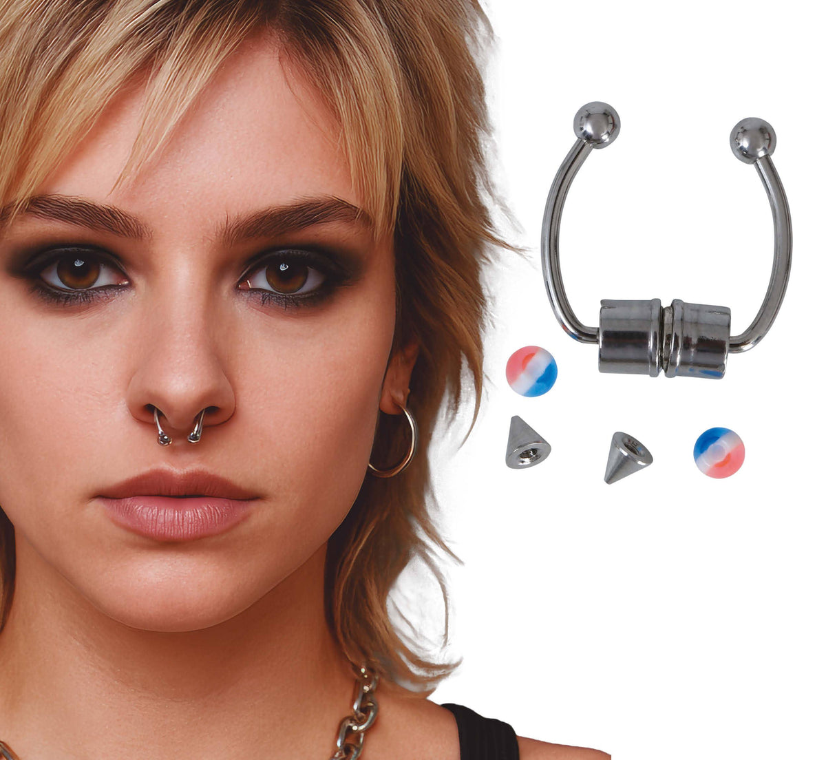 Falske næsepiercinger – assorterede designs