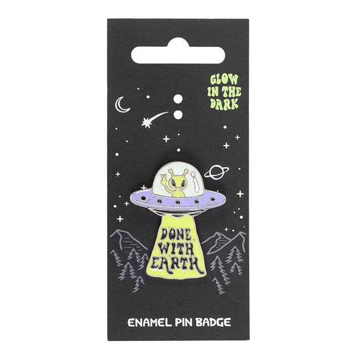 Selvlysende UFO emalje pin badge