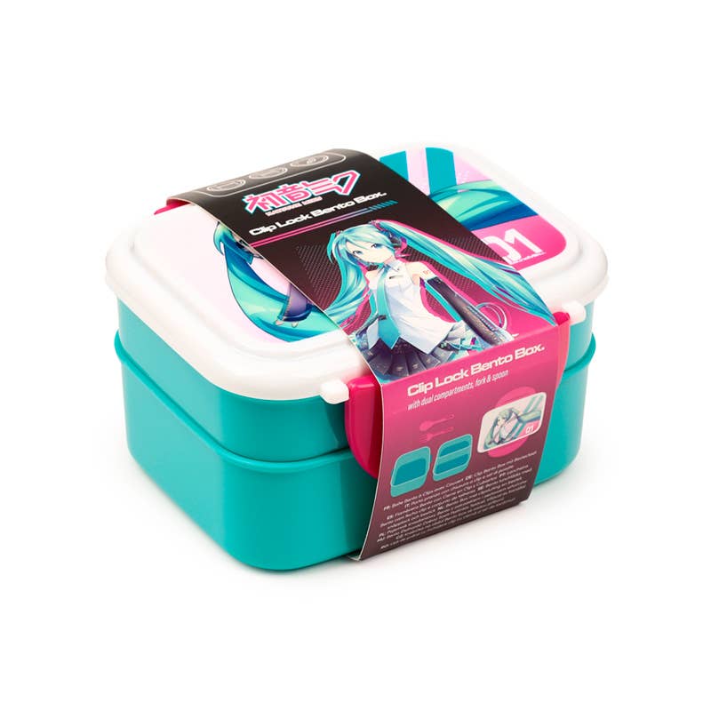 Hatsune Miku Clip Lock Bento-madkasse med Bestik – Puckator