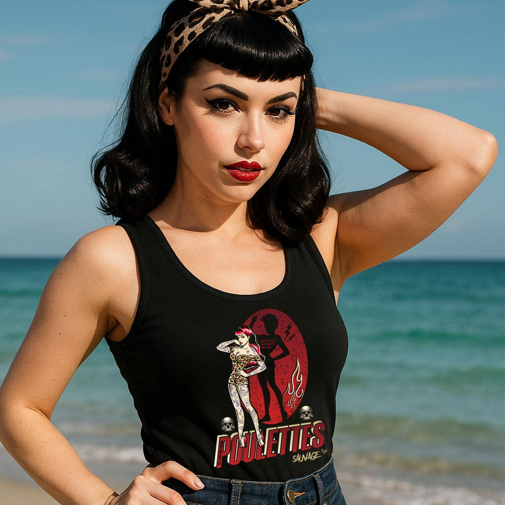 Poulettes Sisters - Dame tanktop « Wild Chick » i sort