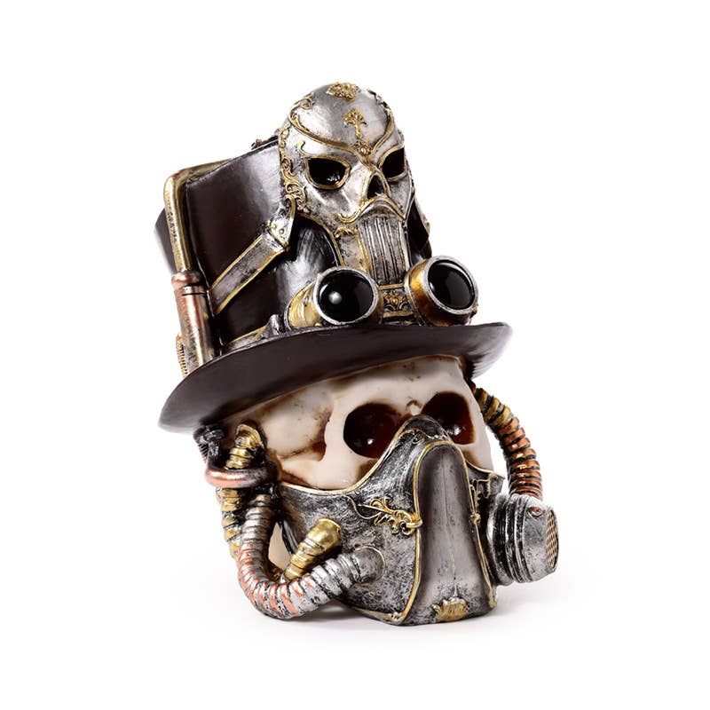 Steampunk-kranie med gasmaske og høj hat