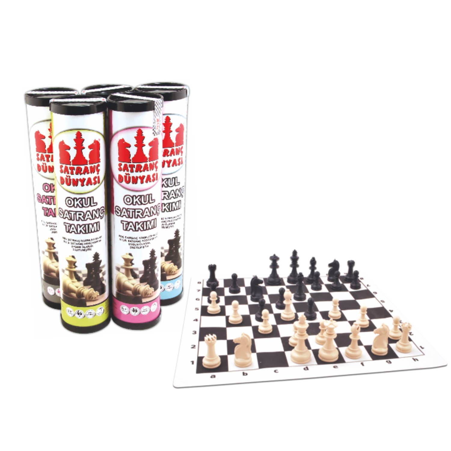 Chess World Roll – Cylinderskaksæt (Stor)