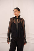 CHOKLATE PARIS - Bluse i blonde & gyldne strass