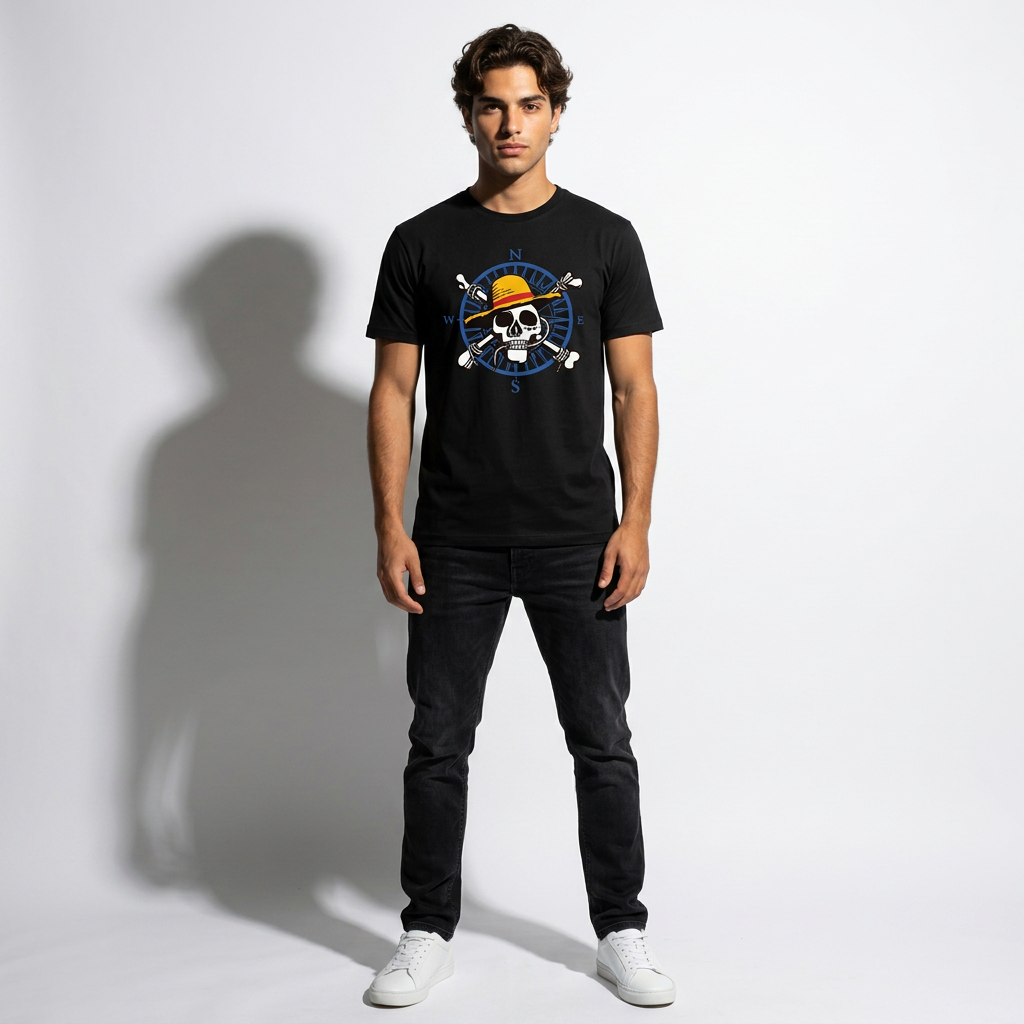 One Piece Skull Compass T-Shirt fra Cotton Division