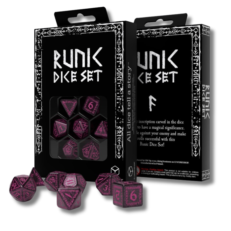 Runiske Terninger – Sort & Magenta