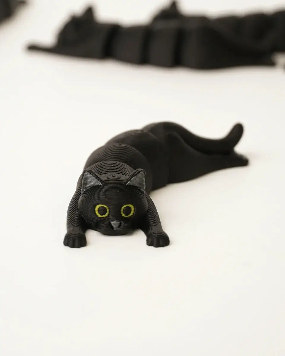 Leddelt Sort Kat Figur – 3D-printet Fidget-legetøj