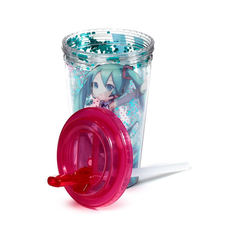 Hatsune Miku – Dobbeltvægget kop med låg og sugerør – 500 ml