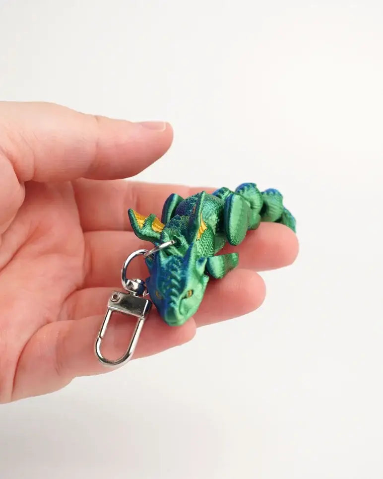 Leddelt Drage Nøglering – Blå – 3D-printet Fidget-legetøj